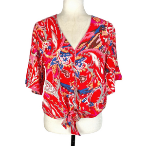 Haver & Blair red tie-front blouse